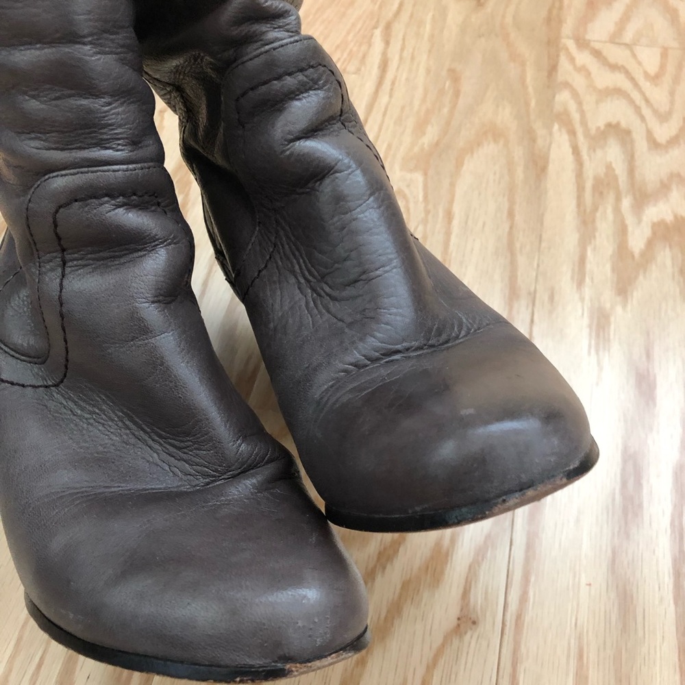 Dolce Vita Taupe Slouchy Leather Boots, 6 - Picture 5 of 6